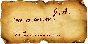 Jagyugy Arikán névjegykártya